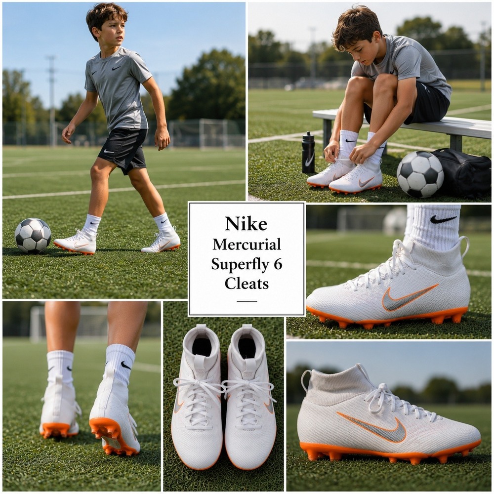 Nike Mercurial Superfly 6 Academy MG‎ Kids Soccer Cleats White Orange AH7339-107